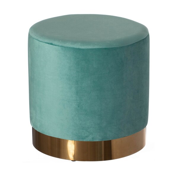 Fabulaxe Ottoman, 15.75 W, Velvet, MDF, Metal, Teal Blue - QI004323.TBL