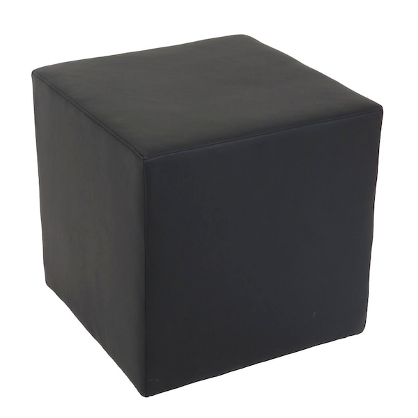Interion By Global Industrial Ottoman, 18 in W, 18 in H, Synthetic Leather, Black - 695630BK-AM