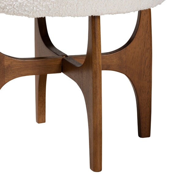 Baxton Studio Theo Japandi Cream Boucle Fabric and Walnut Brown Finished Rubberwood Ottoman Footstool - 228-12966-ZORO