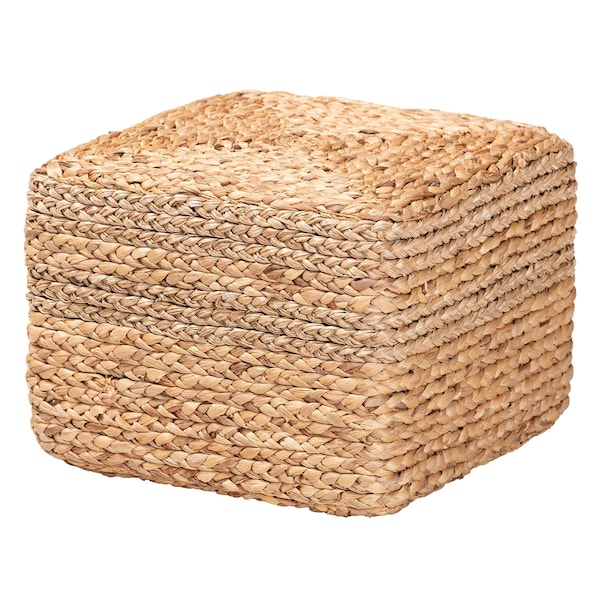 Bali & Pari Marella Modern Bohemian Natural Brown Seagrass Accent Footstool - 240-13478-ZORO