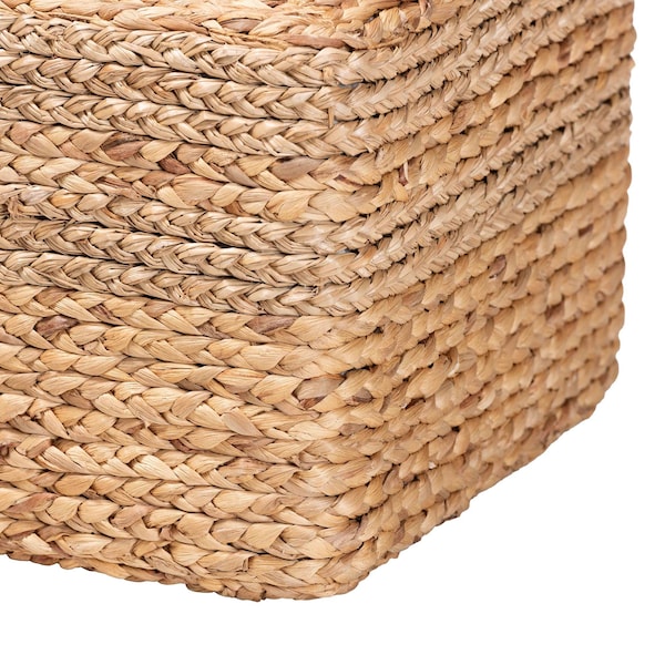 Bali & Pari Marella Modern Bohemian Natural Brown Seagrass Accent Footstool - 240-13478-ZORO