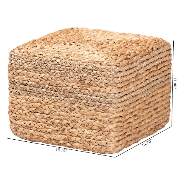 Bali & Pari Marella Modern Bohemian Natural Brown Seagrass Accent Footstool - 240-13478-ZORO