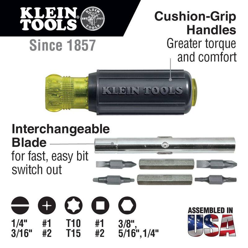 Juego de Herramientas Klein Tools 9 in. Journeyman de Corte Lateral y Cribado de Alta Resistencia con Destornillador Multi-Bit - M2O41634KIT