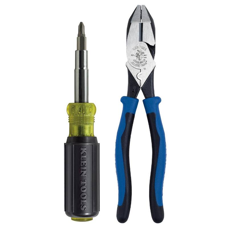 Juego de Herramientas Klein Tools 9 in. Journeyman de Corte Lateral y Cribado de Alta Resistencia con Destornillador Multi-Bit - M2O41634KIT