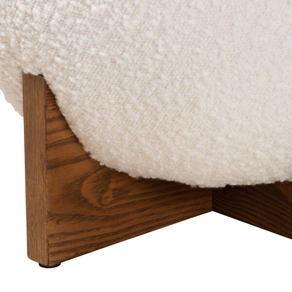 Baxton Studio Fisk Japandi Cream Boucle Fabric and Walnut Brown Finished Wood Ottoman Footstool - 233-13324-ZORO