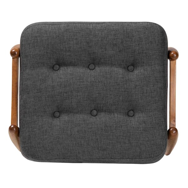 Baxton Studio Jeanine Japandi Dark Grey Fabric and Walnut Brown Finished Wood Ottoman Footstool - 233-13168-ZORO