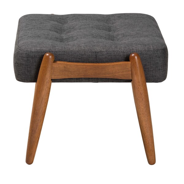 Baxton Studio Jeanine Japandi Dark Grey Fabric and Walnut Brown Finished Wood Ottoman Footstool - 233-13168-ZORO