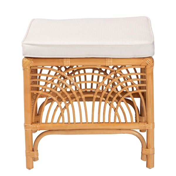 Bali & Pari Materra Modern bohemian Natural Brown Rattan Footstool - 239-13578-ZORO