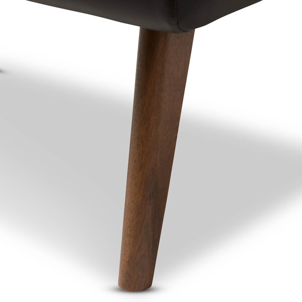 Baxton Studio Annetha Black Upholstered Walnut Finished Wood Ottoman - 144-7934
