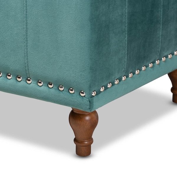 Baxton Studio Kaylee Teal Blue Velvet Upholstered Tufted Storage Ottoman Bench - 160-9936