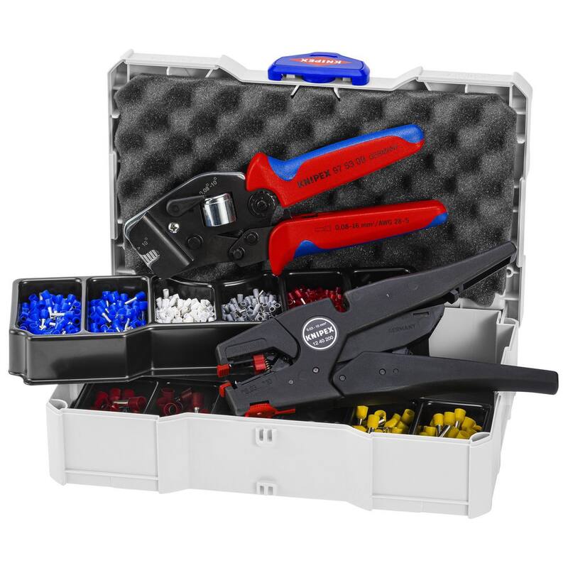 Kit de terminales KNIPEX (Pinzas de terminales, pelacables autoajustable y surtido de casquillos de alambre con/sin cuello) - 97 90 16