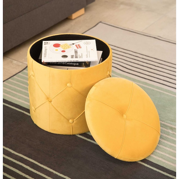 Fabulaxe 15.75 W, 15.5 H, Wood and Velvet, Yellow - QI003523Y