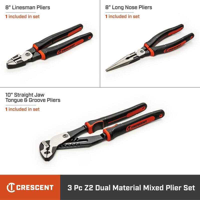 Juego de alicates de alto rendimiento de doble material mixto Crescent Z2 (3 piezas) - Z2SET3CG