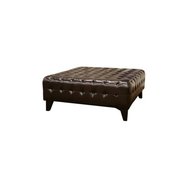 Baxton Studio Pemberly Dark Brown Bonded Leather Square Ottoman, 39.5 in W, 16.5 in H, Wood, Black - 51-3511