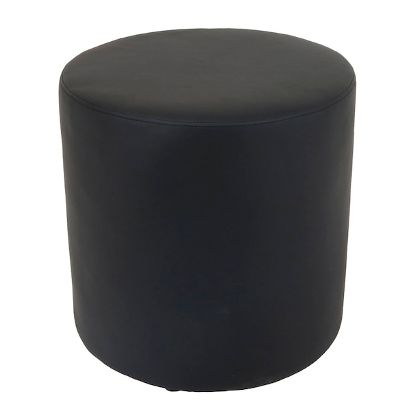 Interion By Global Industrial Interion Antimicrobial Round Reception Ottoman, Black - 695629BK-AM
