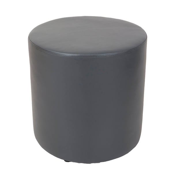 Global Industrial Interion Antimicrobial Round Reception Ottoman, Gray - 695629GY-AM