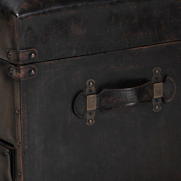 Baxton Studio Callum Brown Faux Leather Upholstered 2-Drawer Storage Trunk Ottoman - 162-10517