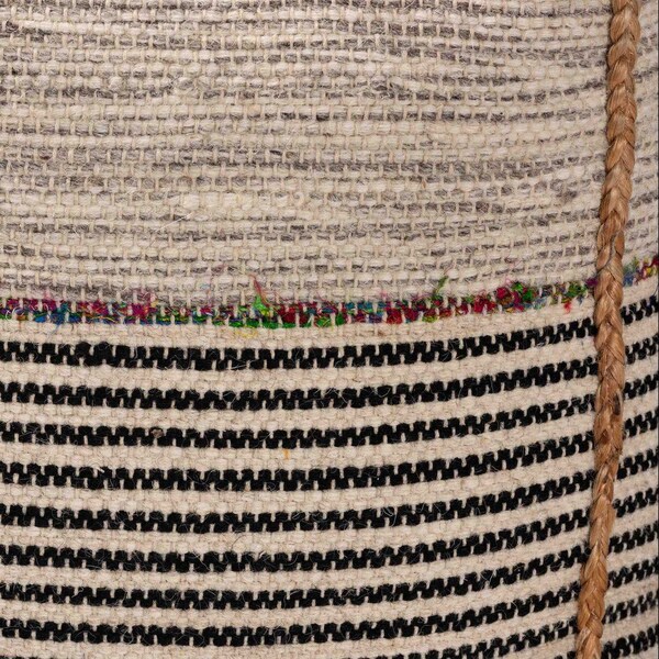 Baxton Studio Arta ModernBohemian Multi-Colored Handwoven Wool Blend Pouf Ottoman - 191-11653-ZORO