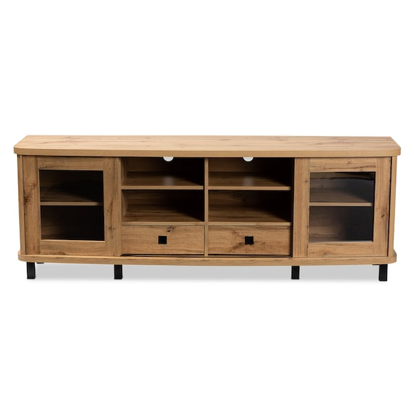 Baxton Studio Walda Modern and Contemporary Oak Brown Finished Wood 2-Drawer TV Stand - 190-12000-ZORO