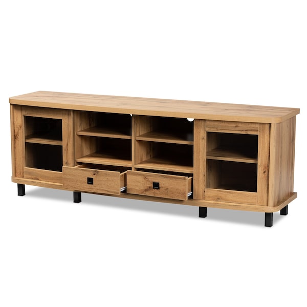 Baxton Studio Walda Modern and Contemporary Oak Brown Finished Wood 2-Drawer TV Stand - 190-12000-ZORO