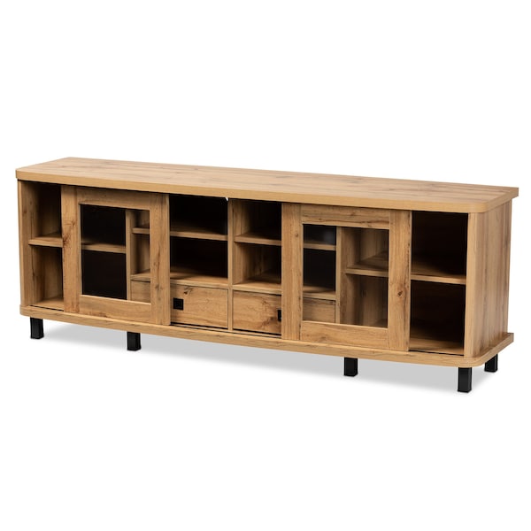Baxton Studio Walda Modern and Contemporary Oak Brown Finished Wood 2-Drawer TV Stand - 190-12000-ZORO
