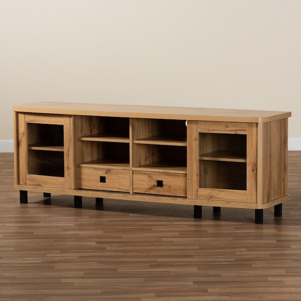 Baxton Studio Walda Modern and Contemporary Oak Brown Finished Wood 2-Drawer TV Stand - 190-12000-ZORO