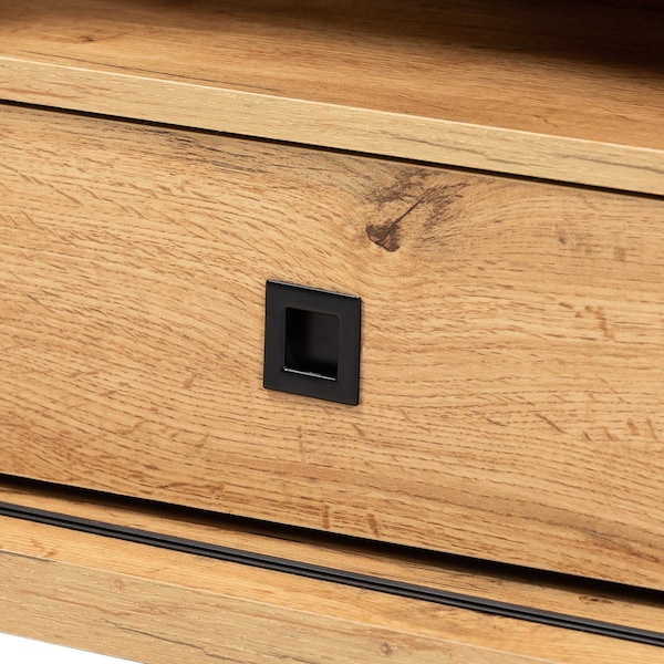 Baxton Studio Walda Modern and Contemporary Oak Brown Finished Wood 2-Drawer TV Stand - 190-12000-ZORO