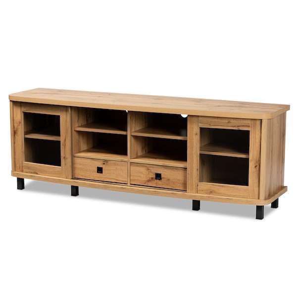 Baxton Studio Walda Modern and Contemporary Oak Brown Finished Wood 2-Drawer TV Stand - 190-12000-ZORO