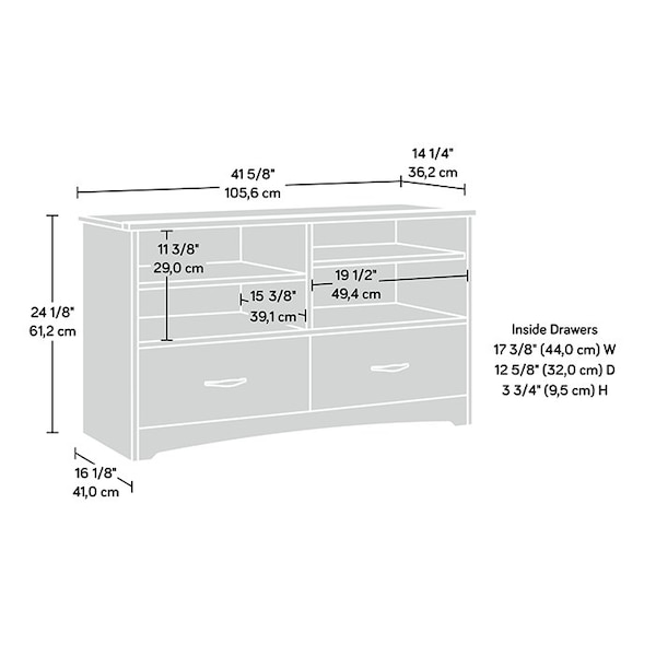Sauder Beginnings Beginnings Tv Stand Cnc , Accommodates up to a 46 in. TV weighing 95 lbs - 413045