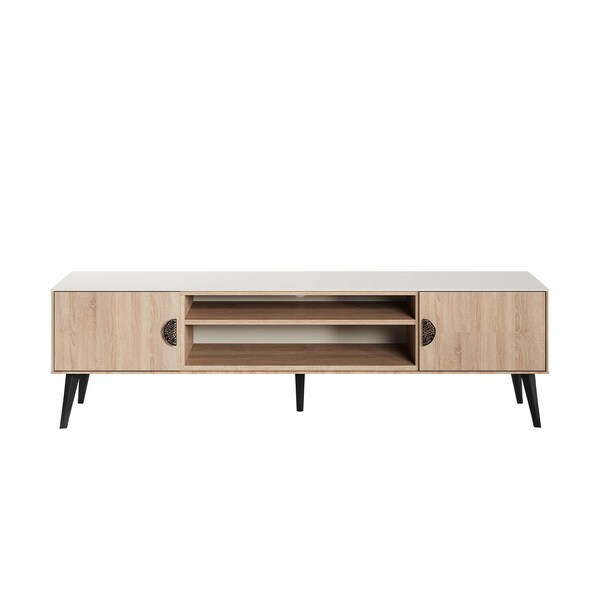Manhattan Comfort Haley TV Stand 70.9 in Natural & Nude in Natural and Nude - TV004-NN