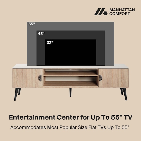 Manhattan Comfort Haley TV Stand 70.9 in Natural & Nude in Natural and Nude - TV004-NN