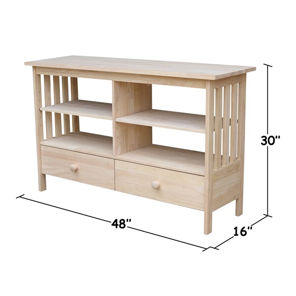 International Concepts Mission EnteRTAinment/ TV Stand, Unfinished - TV-31