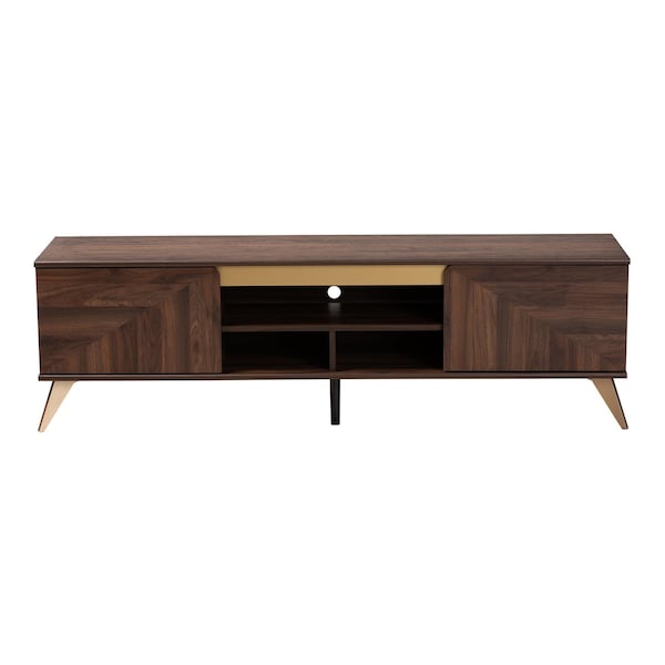 Baxton Studio Graceland Mid-Century Modern Transitional Walnut Brown Finished Wood 2-Door TV Stand - 233-13272-ZORO