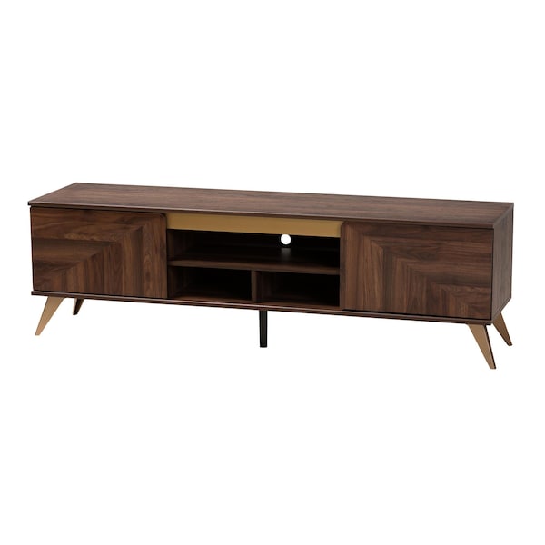 Baxton Studio Graceland Mid-Century Modern Transitional Walnut Brown Finished Wood 2-Door TV Stand - 233-13272-ZORO