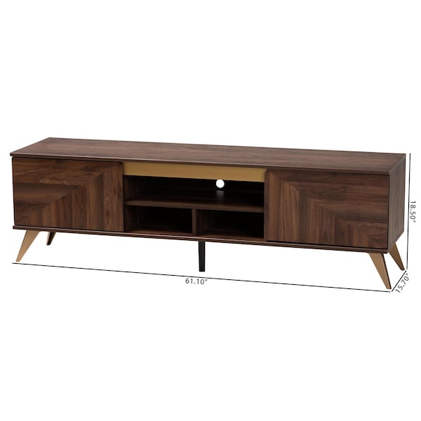Baxton Studio Graceland Mid-Century Modern Transitional Walnut Brown Finished Wood 2-Door TV Stand - 233-13272-ZORO