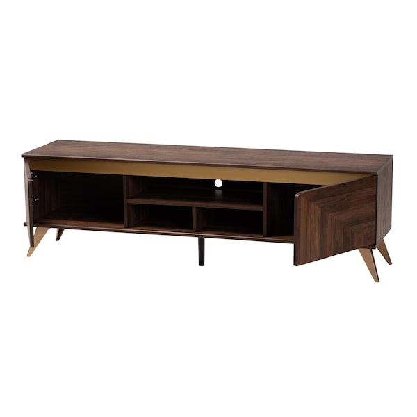 Baxton Studio Graceland Mid-Century Modern Transitional Walnut Brown Finished Wood 2-Door TV Stand - 233-13272-ZORO