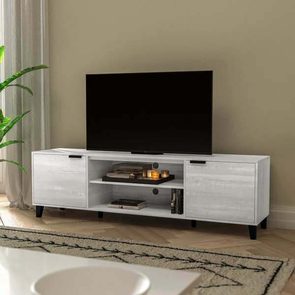 Flash Furniture 70 Gray TV Stand with Shelves and Storage - ZG-129-70-GY-GG