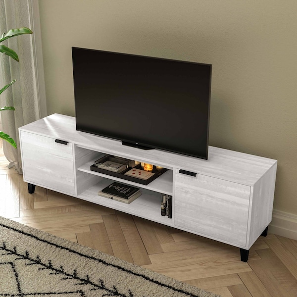 Flash Furniture 70 Gray TV Stand with Shelves and Storage - ZG-129-70-GY-GG