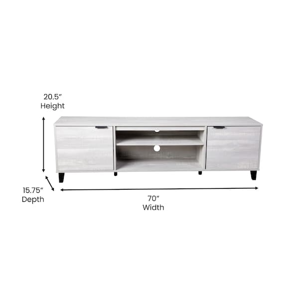 Flash Furniture 70 Gray TV Stand with Shelves and Storage - ZG-129-70-GY-GG