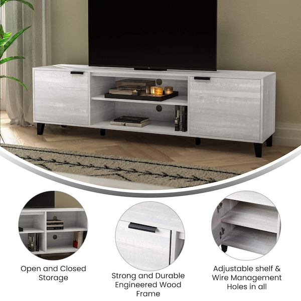 Flash Furniture 70 Gray TV Stand with Shelves and Storage - ZG-129-70-GY-GG