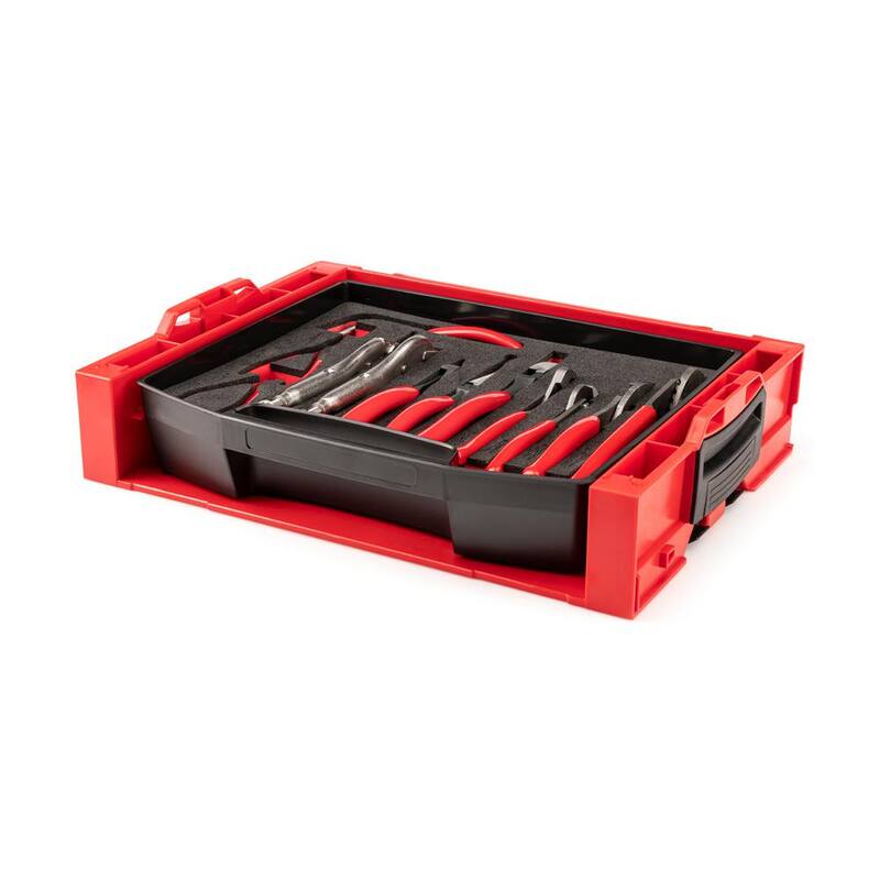 Juego de Pinzas TEKTON de Agarre, Corte y Bloqueo con Cajón Superior Abierto y Soporte (12 piezas) - OLB94501