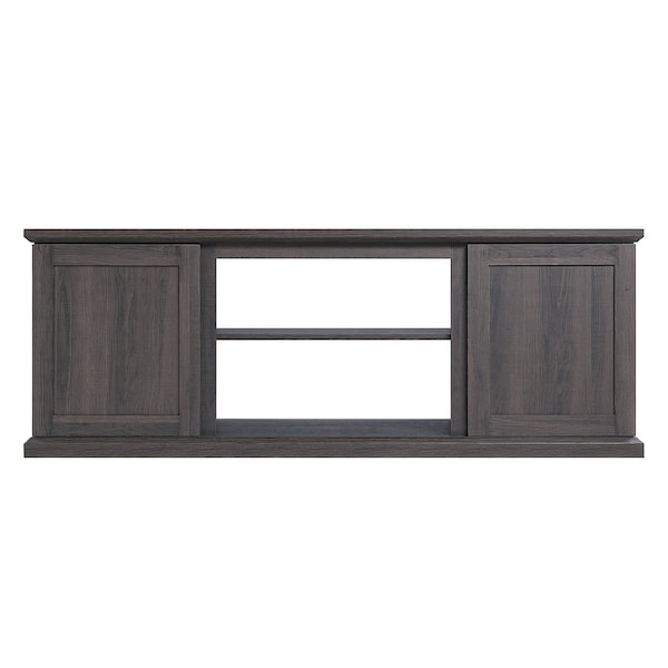 Manhattan Comfort Franklin 60" TV Stand with 2 Doors and Open Shelves in Heavy Brown - TVFP3-BR