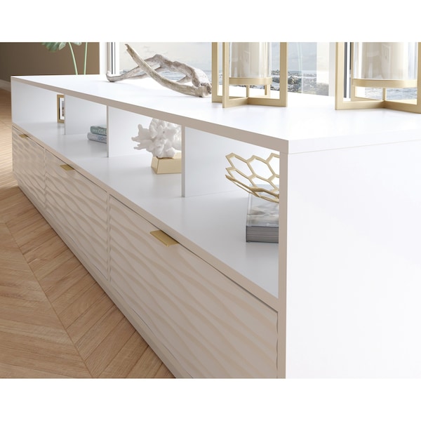 Sauder Morgan Main 80 in. Credenza Wh A2 , Accommodates up to an 85 in. TV weighing 135 lbs - 428260