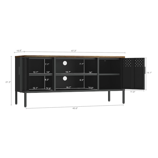 Manhattan Comfort Landen 47in TV Stand in Black - TV010-BK