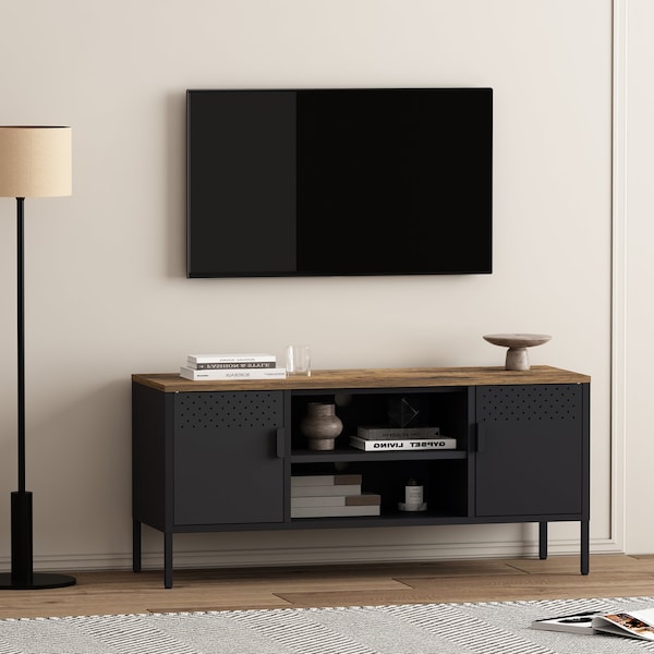Manhattan Comfort Landen 47in TV Stand in Black - TV010-BK