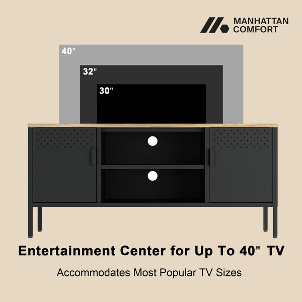 Manhattan Comfort Landen 47in TV Stand in Black - TV010-BK