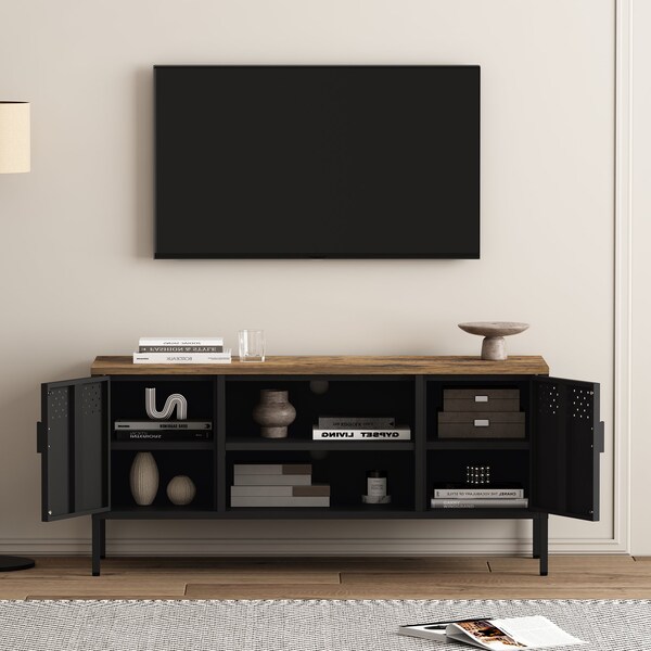 Manhattan Comfort Landen 47in TV Stand in Black - TV010-BK