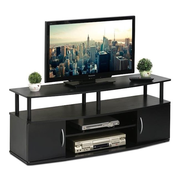 Furinno Furinno 15113BKW Large Entertainment Center Hold Up To 50 in. TV - 15113BKW