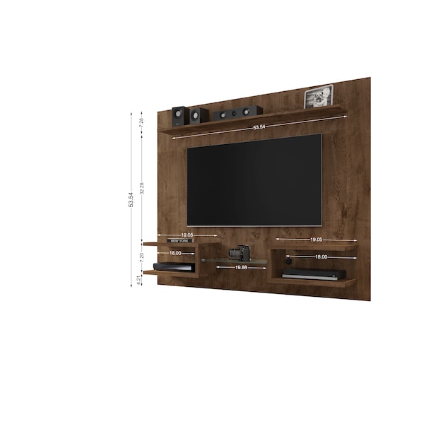 Manhattan Comfort Plaza 64.25 Floating Entertainment Center, Rustic Brown - 224BMC9