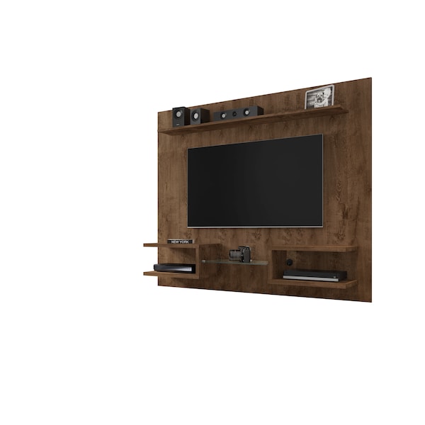 Manhattan Comfort Plaza 64.25 Floating Entertainment Center, Rustic Brown - 224BMC9